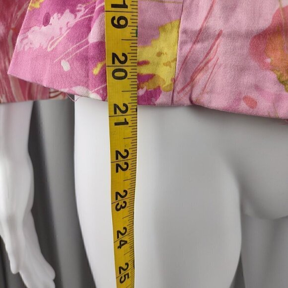 Sunny Leigh Women's Pink, White, Smocked Long Sleeve Cotton Blend Blazer Size 10 - Picture 6 of 12